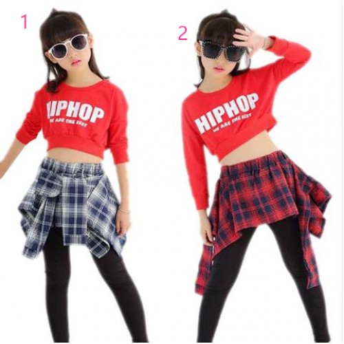 Child Girl Hip Hop Dance Costumes Students Jazz Clothes Modern Dancing Tops & Culottes 2PCS Set for Performance and Training